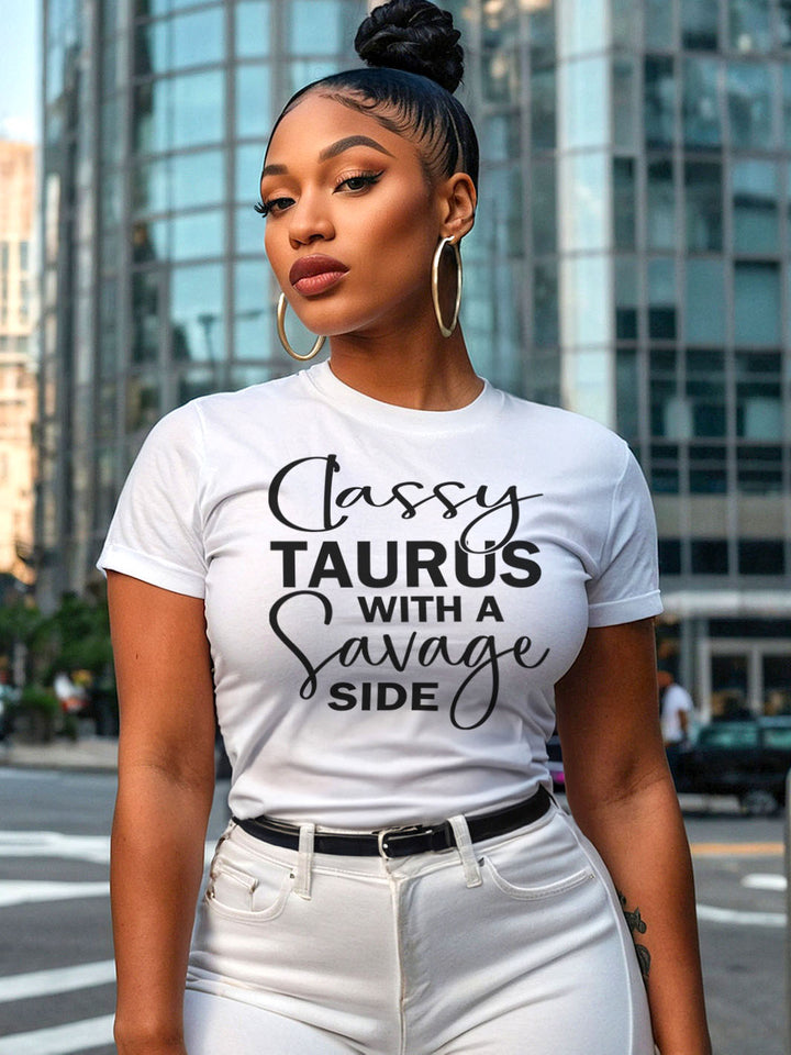 Classy Taurus With A Savage Side T‑Shirt | Zodiac Tee for Grounded Queens