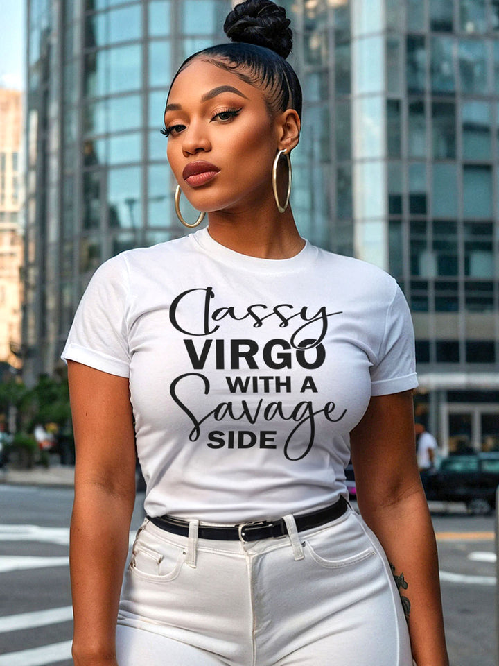 Classy Virgo With A Savage Side T‑Shirt | Virgo Zodiac Shirt for Women