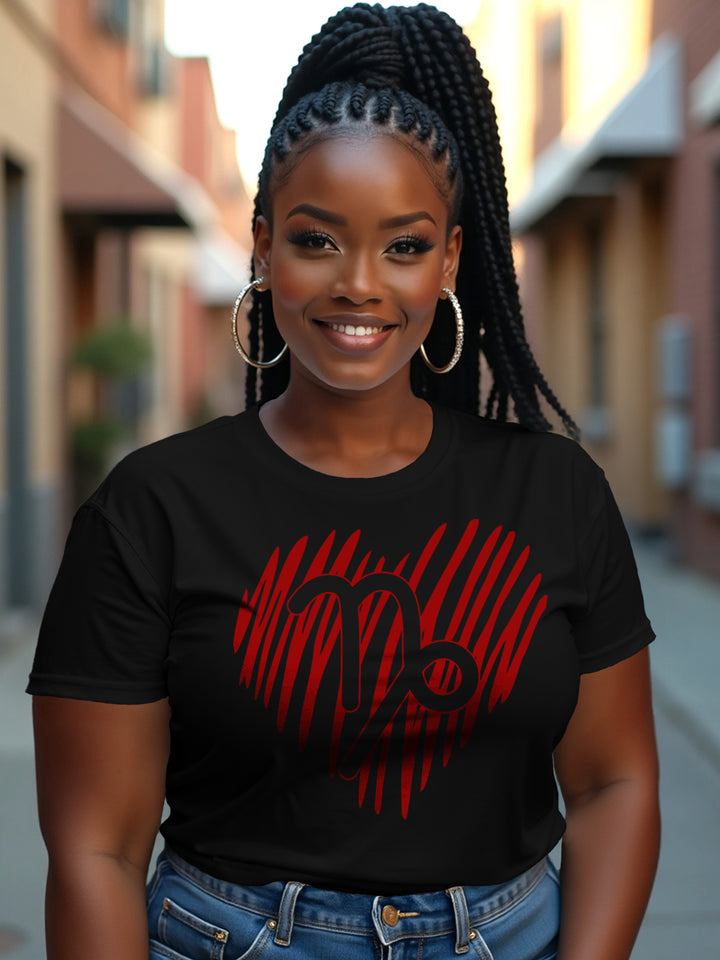 Capricorn Heart Symbol T-Shirt | Capricorn Minimal Astrology Graphic Tee