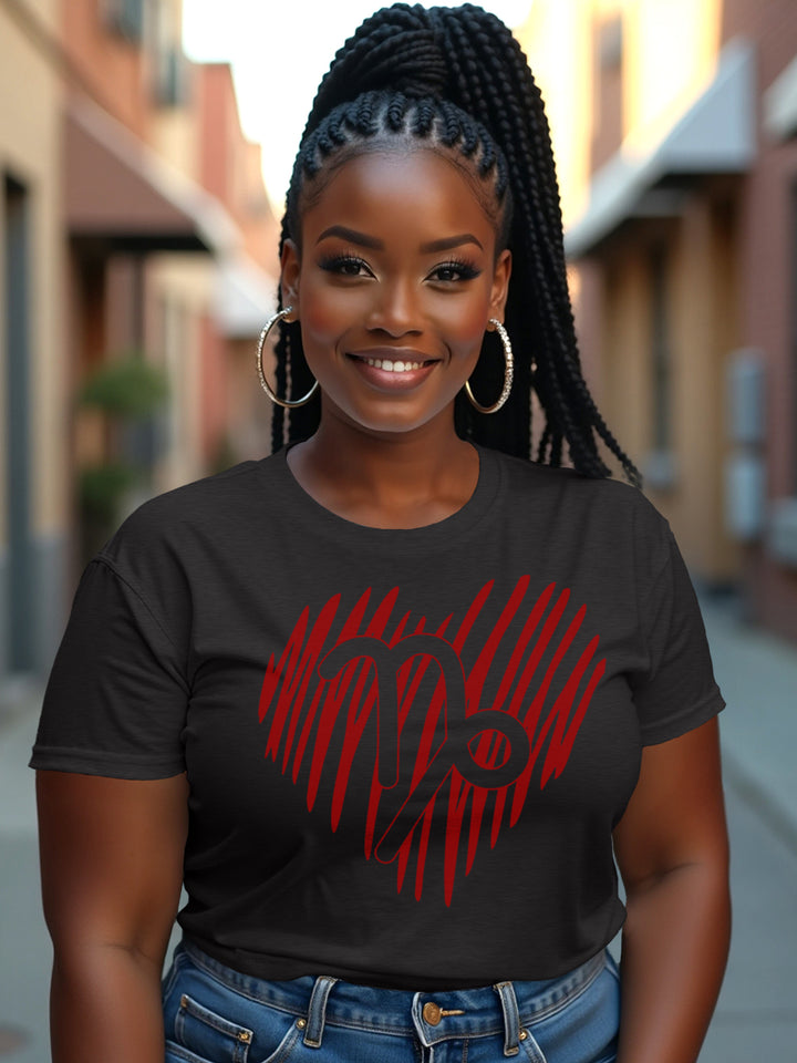Capricorn Heart Symbol T-Shirt | Capricorn Minimal Astrology Graphic Tee