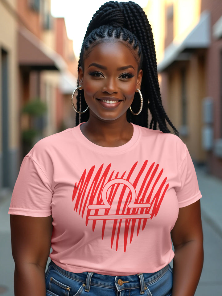 Libra Heart Symbol T-Shirt | Libra Stylish Astrology Graphic Tee