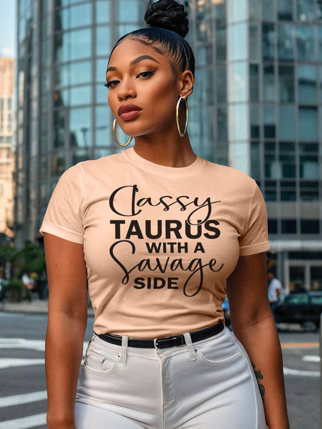 Classy Taurus With A Savage Side T‑Shirt | Zodiac Tee for Grounded Queens