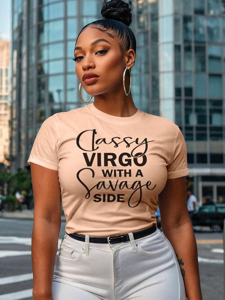 Classy Virgo With A Savage Side T‑Shirt | Virgo Zodiac Shirt for Women