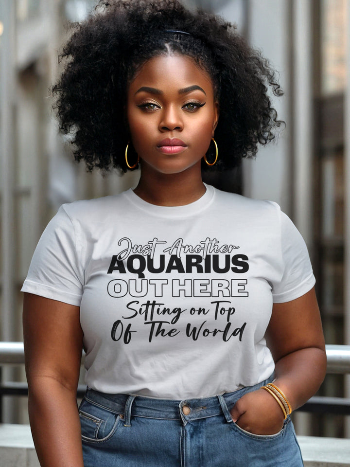 AQUARIUS SITTING ON TOP OF THE WORLD T-SHIRT
