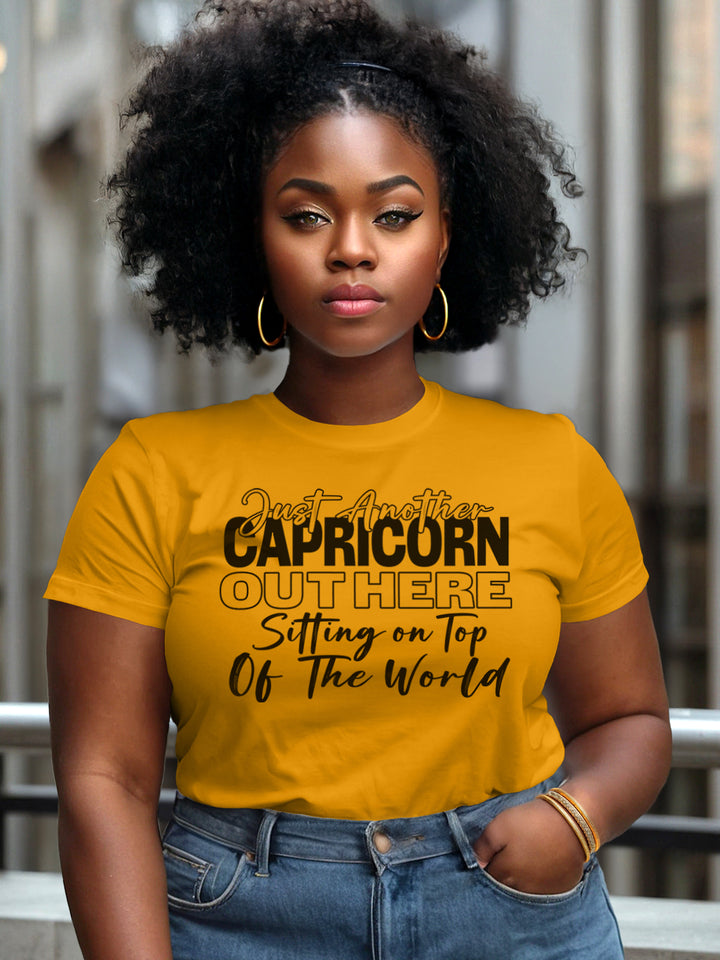 CAPRICORN SITTING ON TOP OF THE WORLD T-SHIRT