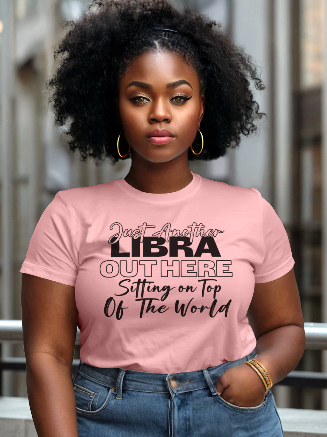 LIBRA SITTING ON TOP OF THE WORLD T-SHIRT
