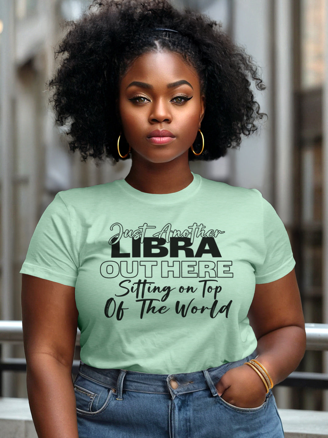 LIBRA SITTING ON TOP OF THE WORLD T-SHIRT