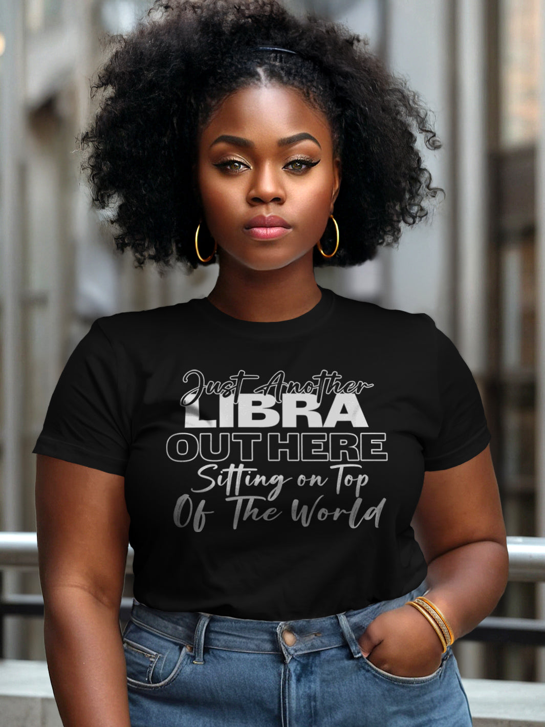 LIBRA SITTING ON TOP OF THE WORLD T-SHIRT