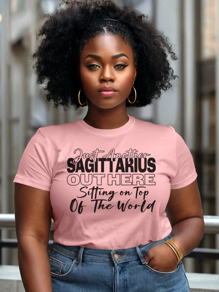 SAGITTARIUS SITTING ON TOP OF THE WORLD T-SHIRT