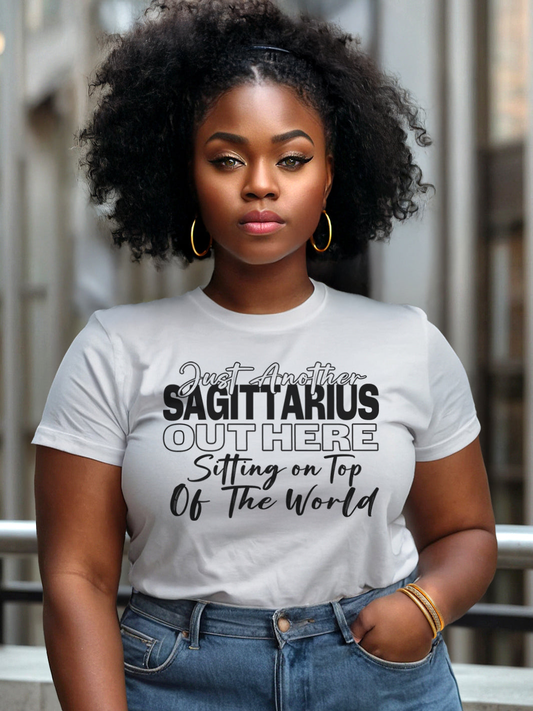 SAGITTARIUS SITTING ON TOP OF THE WORLD T-SHIRT