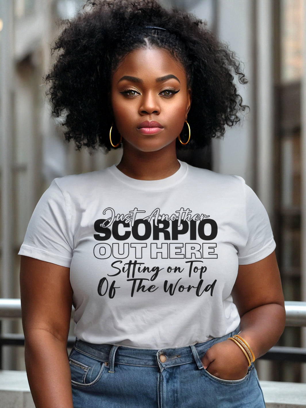 SCORPIO SITTING ON TOP OF THE WORLD T-SHIRT