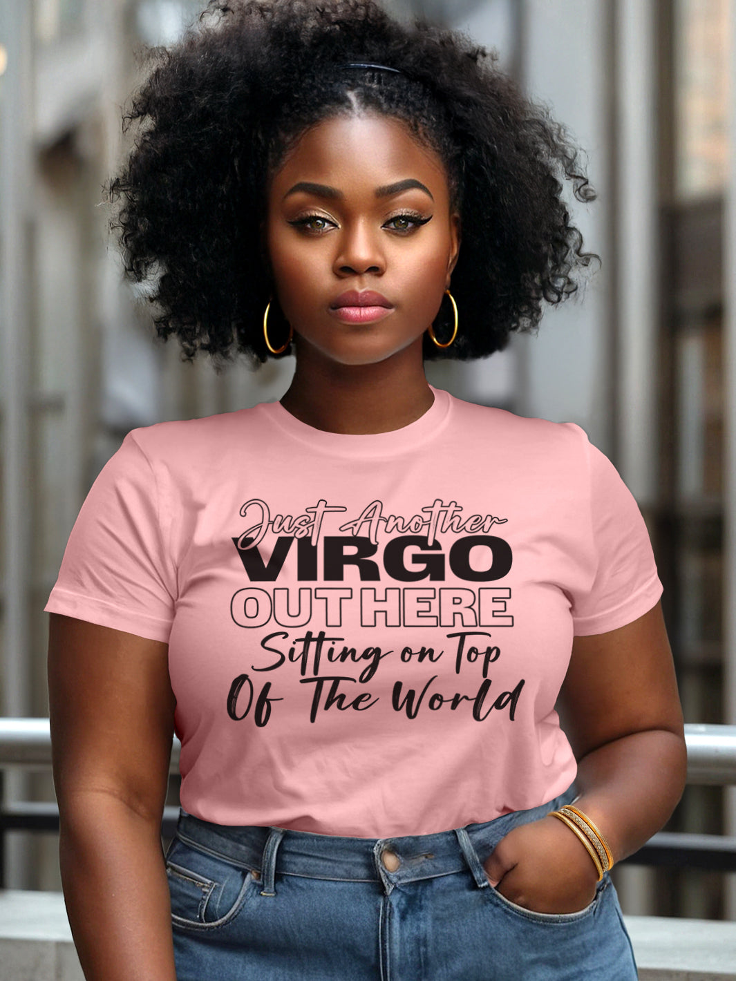 VIRGO SITTING ON TOP OF THE WORLD T-SHIRT