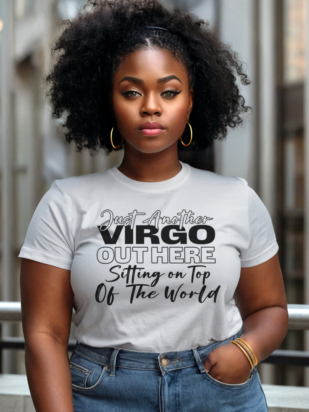 VIRGO SITTING ON TOP OF THE WORLD T-SHIRT